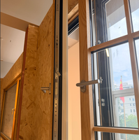 Ventana Arqueada de Madera Revestida de Aluminio, Ventana de Techo con Diseño de Rayos de Sol, Material Compuesto con Rotura de Puente Térmico, Interior Moderno para Dormitorio o Sala de Estar, Personalizable