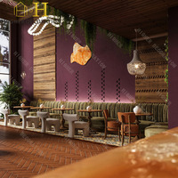 Comptoir de restaurant vintage violet de style ethnique occidental, présentoir de magasin en bois, comptoir de bar de restaurant
