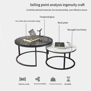 โต๊ะกาแฟทำจากแก้วแบบทันสมัยโต๊ะกาแฟทรงกลมห้องนั่งเล่น - Product Image 2