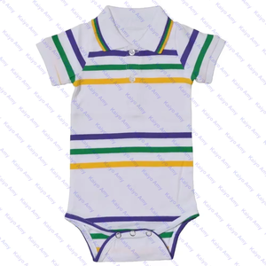 Vestiti Mardi Gras body collo <span class=keywords><strong>Polo</strong></span> <span class=keywords><strong>per</strong></span> neonati viola verde oro cotone a righe tutine <span class=keywords><strong>per</strong></span> bambino - Product Image 5