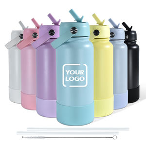 Botella de Agua Deportiva Personalizada de Acero Inoxidable de 18oz/32oz, Termo de Doble Pared con Aislamiento al Vacío, con Pajita, Cepillo y Base de Silicona - Product Image 1