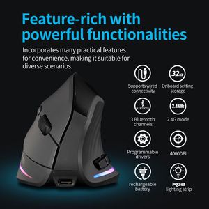 Ratón Vertical Inalámbrico F-35C BT con Pantalla, <span class=keywords><strong>Recargable</strong></span>, 4000 DPI, 7 Botones, Ergonómico, para PC, Portátil y Tablet - Product Image 4