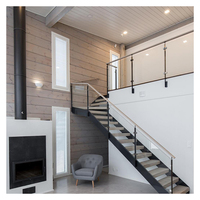Alphalucasa — Double faisceau en acier et bois, siège d'escalier droits à usage domestique, en forme de U, accessoire en verre, nouveauté