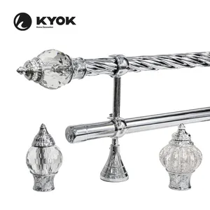 KYOK wholesale pointed Shaped crystal Chroming Curtain poles set for home or hotel