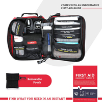 Petite trousse de premiers secours classique, décontractée et simple, isolée, en polyester 600D, avec fermeture éclair et compartiments étiquetés, pour la randonnée et le trekking