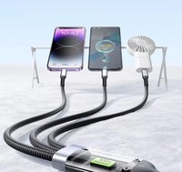 Cable de Carga USB 3 en 1, 100W, Carga Súper Rápida, Cable Multiusos con Trenzado de Nailon, 1.2M, Cable de Datos Universal para Teléfono