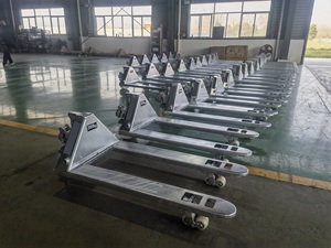 Transpallet Manuale in Acciaio Zincato e Inossidabile, Resistente all'Acqua e alla Corrosione Acida e Alcalina, per la Movimentazione di Materiali in Magazzino - Product Image 1