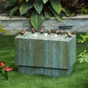 <span class=keywords><strong>Fontaine</strong></span> d'intérieur et d'extérieur <span class=keywords><strong>rectangulaire</strong></span>, en <span class=keywords><strong>pierre</strong></span> et Patina, de Style nordique, avec lumières LED et oiseaux en Bronze - Product Image 3