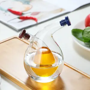 Hand Made Heat Resistant Glass Oil Pot Vinegar Dispenser Bottle Glass Gravy Boats 2 In 1 Double Wall Caster Cruet Cork Kettle