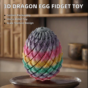 3D Printed Dragon <b>Egg</b> Fidget <b>Toy</b> Scale Textured Twisty Stress Relief Model <b>Toy</b> for Unisex Desk Play - Product Image 2