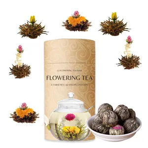 Hot selling gift box tea fresh flower ball tea blooming flower tea