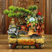 Style chinois bureau LED éclairage réservoir de poissons Alpine fontaine d'eau qui coule humidificateur sac chanceux ornements cascades