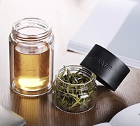 Stocké petit 120/200ml Double paroi Borosilicate voyage bouteille de thé tasse Portable thé gobelet bouteille d'eau avec infuseur