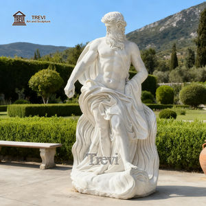 تمثال بوسيدون من الحجر الطبيعي للإله اليوناني الشهير تريفي للفن الأوروبي لشاتو من الرخام - Product Image 3