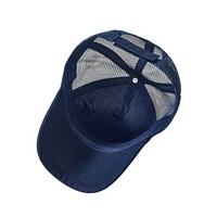 Gorra Trucker Azul de Malla Ajustable de 5 Paneles, Gorra de Béisbol Transpirable con Correa Trasera para Deportes al Aire Libre y Uso Casual