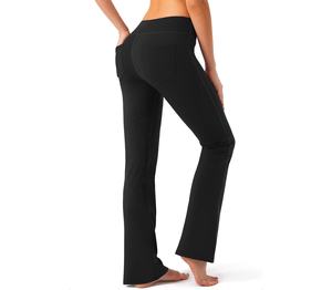 Pantalones de gimnasio de Yoga de cintura alta sólidos al por mayor mallas de fitness de secado rápido con logotipo personalizable medias y bolsillos - Product Image 6