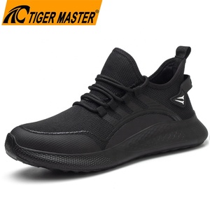 Tiger Master Protección antideslizante para los pies Anti-aplastamiento EU Puntera de acero A prueba de pinchazos Peso ligero Negro Zapatillas de seguridad para hombres - Product Image 1