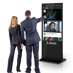 55 Inch Indoor Vertical Floor Standing Totem Android Advertising Video Display Lcd Ultra Thin Digital Signage Touch Screen Kiosk
