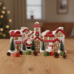 Led Lighted Ceramic <strong>Christmas</strong> <strong>Village</strong> <strong>House</strong> with Plastic Tree Customizable Size Wholesale Available - Product Image 1