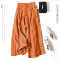 Usine Chine Vente Culottes Taille Haute Jambes Larges Femme Mode Bohème Pantalon Baggy en Lin Surdimensionné