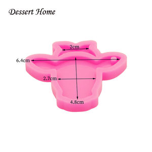 DY0095 DIY 光沢のある牛と雄牛の頭キーホルダー シリコンモールド DIY エポキシ樹脂モールド、チョコレート・シュガーペースト・ケーキモールド - Product Image 2