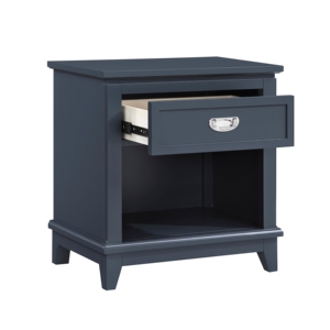 Navy Blue Nightstand With Drawer And <b>Shelf</b> Classic Bedroom Furniture - Product Image 3