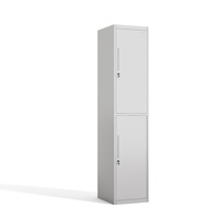 Casier vertical en acier à 2 portes avec double serrure, armoire de rangement durable en métal pour vêtements, idéal pour la salle de sport et la chambre à coucher