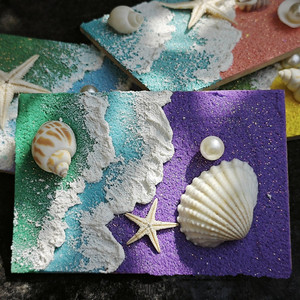 Peintures de plage de coquillages polis à la main aimants pour réfrigérateur créatif culturel bord de mer Souvenirs de voyage coquillages de mer Conches vagues - Product Image 5