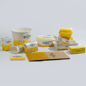 Vente en gros Assiettes et bols en <span class=keywords><strong>carton</strong></span> de qualité alimentaire jetables en <span class=keywords><strong>carton</strong></span> avec logo personnalisé Emballage alimentaire à emporter pour hamburger poulet frit - Product Image 4