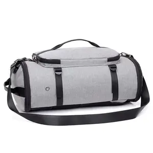 BSCI Custom Heavy Duty Multi-function USB Waterproof Nylon Gray Man Business Duffel Travel Shoulder Laptop Bag Backpack