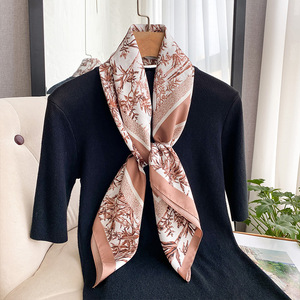 New Autumn Spring 90x90cm Twill Silk Scarf For Women Luxury Double Sided Print Square Headscarf Elegant <b>Shawl</b> <b>Wrap</b> Wholesale - Product Image 4