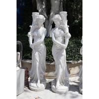 Lampe de Décoration de Jardin Sculptée à la Main Personnalisée de Grande Taille Sculpture Statue de Dame en Marbre