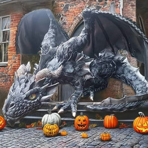 Gotische Stijl Zwarte Draak Hars Sculptuur Dier Ornament Voor Tuin Decor Voor Thuis Decor Buiten Seizoensgebonden Arrangementen - Product Image 2
