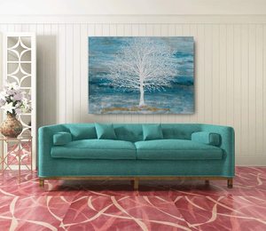 Cây Sáng Tạo Mới Nhất Của Trung Quốc Tranh Sơn Dầu Trừu Tượng Trên Canvas Blue Teal Trang Trí Nội Thất Nghệ Thuật Treo Tường Sẵn Sàng Để Treo - Product Image 3
