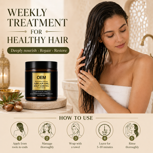 Mascarilla Capilar Reparadora de Aceite de Argán de Marca Privada 250ml Fórmula Restauradora Tratamiento Hidratante Profundo para Cabello Seco y Dañado OEM - Product Image 6