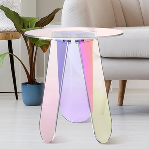Yageli Modern Convertible Colorful Transparent Acrylic <b>Plastic</b> Round <b>Table</b> for Living Room Furniture Display - Product Image 1
