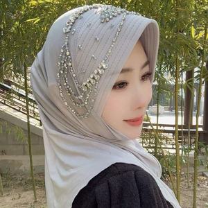 Mütevazı malezya zarif güzel ziyafet yaz başörtüsü anında parti kadınlar için elmas taş elbise hicap hwomen - Product Image 5