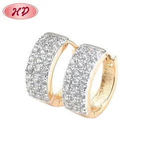 Birthday Gift Cheap European 18K Gold CZ Hoop Earrings For Women