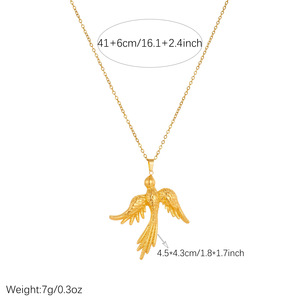 Collar con Colgante <span class=keywords><strong>de</strong></span> Pájaro en Vuelo <span class=keywords><strong>de</strong></span> Acero Inoxidable, Chapado en Oro <span class=keywords><strong>de</strong></span> 18K, Textura Escultural <span class=keywords><strong>de</strong></span> Pluma <span class=keywords><strong>de</strong></span> Paloma <span class=keywords><strong>de</strong></span> la Paz, Joyería Antideslustre, Regalo - Product Image 5