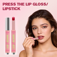 Baume à lèvres teinté végétalien waterproof sous marque privée, stick nourrissant en tube noir, rouge à lèvres crémeux avec étiquetage