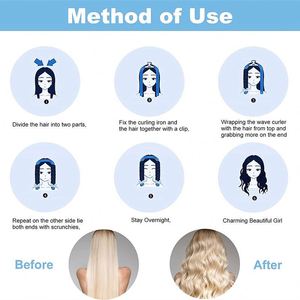 Meilleures ventes en Europe et en Amérique : Big Wave, ensemble de 4 éponges à cheveux sans chaleur pour boucles de nuit, grandes ondulations - Product Image 2
