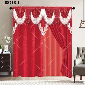 Tende Jacquard di lusso tessuti per il soggiorno tende a doppio strato con mantovane e delicati ciondoli con nappine - Product Image 6