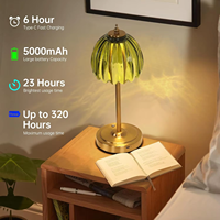 Lampe de bureau populaire à CRI élevé Ra95, rechargeable, à intensité variable par toucher, en forme de fleur, pour salle à manger, chambre à coucher, lampe de table LED rechargeable