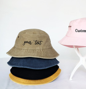 Casquette de pêcheur personnalisée brodée unisexe en toile de coton couleur unie pour l'extérieur, décontractée, d'été, avec logo sur le panneau avant - Product Image 3