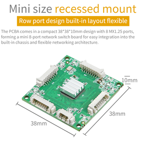 Tamaño mini 38*38mm, placa de interruptor de red pequeña de 8 puertos 100M MX1.25 puerto de red de asiento de fila módulo de expansión de comunicación Ethernet - Product Image 4