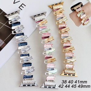 สายนาฬิกาโลหะทรงเรขาคณิต Upro สำหรับ Apple Watch 10 9 8 7 6 5 4 SE 45 มม. 41 มม. 44 มม. 40 มม. สายนาฬิกาข้อมือแบบหรูหราสำหรับผู้หญิง - Product Image 1