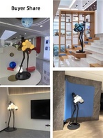Lampadaire LED Art Déco Moderne Nordique Sculpture Humaine, Base E27, pour Décoration Intérieure & Hôtels, Design Personnage Tenant une Boule