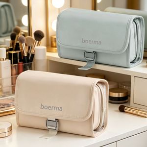 Trousse de Toilette en Cuir de Voyage avec Fermeture Éclair, Organisateur Portable pour <span class=keywords><strong>Voyages</strong></span> d'Affaires, Compartiments Séparation Sec/Humide - Product Image 2