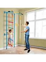 Structure de jeu d'intérieur 5 en 1 pour enfants, avec échelle murale, barre de traction, anneaux de gymnastique et échelle en corde, ensemble de jeu d'escalade pour enfants