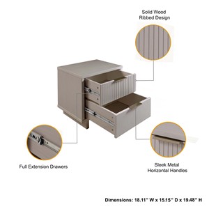 Nightstand In Light Gray With Two Drawers Modern Design Bedroom Furniture - Product Image 4